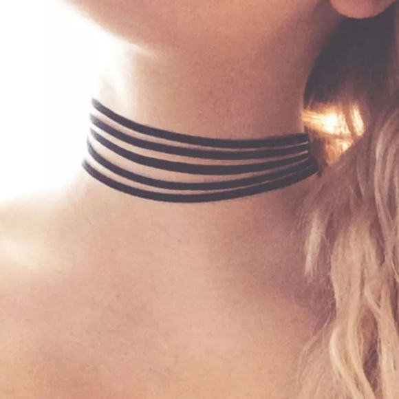 Black Suede Multilayer Choker - Picture 2 of 5